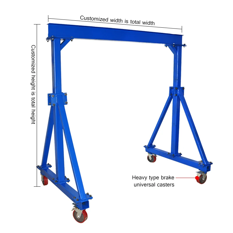1t 2 t Mini Portable Mobile Gantry Crane 0.5 ton Movable with wheels
