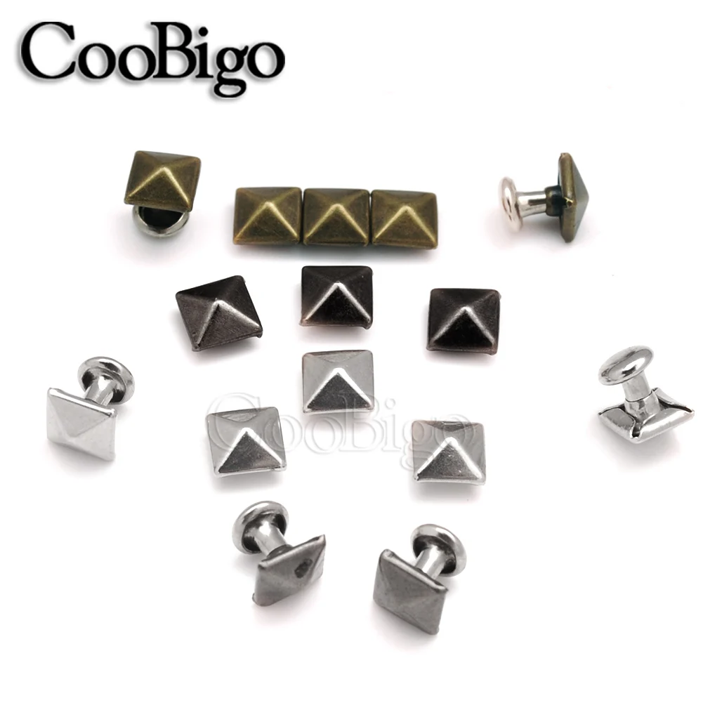 500Sets Pyramid Cap Rivets Stud Square Rivet Base Spikes Punk Garment Clothes Hat Shoes Leather Cap Bag DIY Craft Accessories
