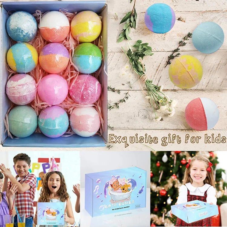 
Natural OrganicBath Bombs for Kids with Surprise Toys Inside Gentle and Kids Safe Spa Bath Fizz Balls Kit Kids Bath Bombs 