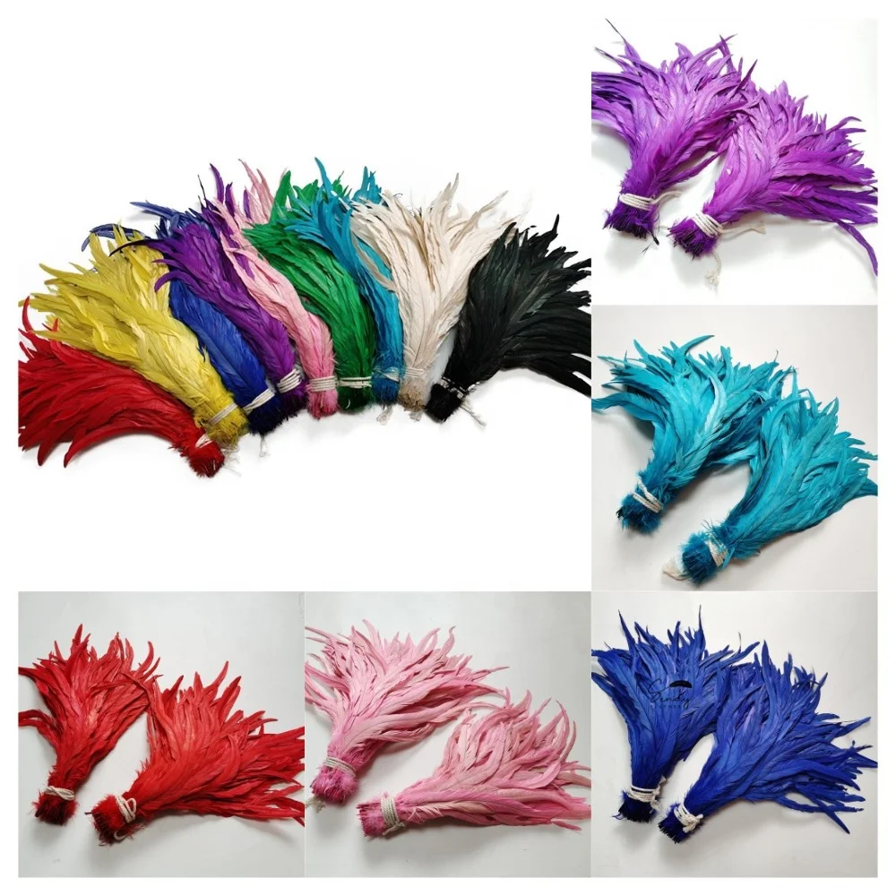 Factory Price Multiple Colors 15-45 cm Decorative Natural Rooster Feathers for Carnival Headdress Costume Decor