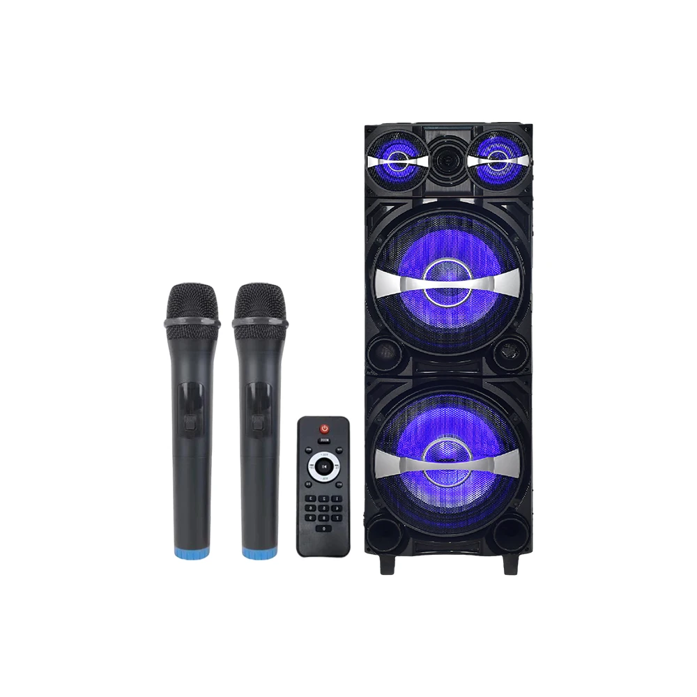 Guangzhou speaker New arrival A122 Party Karaoke Dual 12 Inch DJ bass sound speaker with wireless mic
