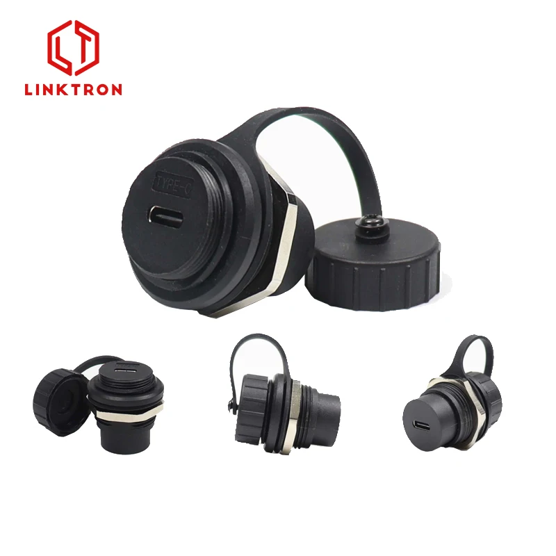 Black Silvery Type C USB 3.1 female to female USB 3.0 2.0 connector panel mounting socket USB connector