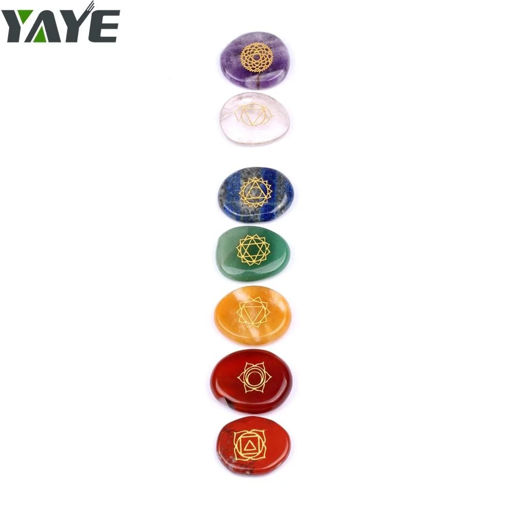 Wholesale Engraved Chakra Stones 7 Chakra Stones Set