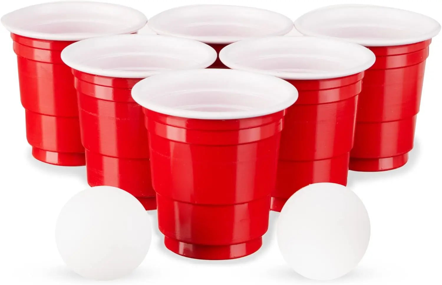Mini Beer Pong Game Cup 1.5 Ounce Disposable Red Party Cup Plastic Shot Glasses 12 Red Cups and 2 Mini Ping Pong Balls Set
