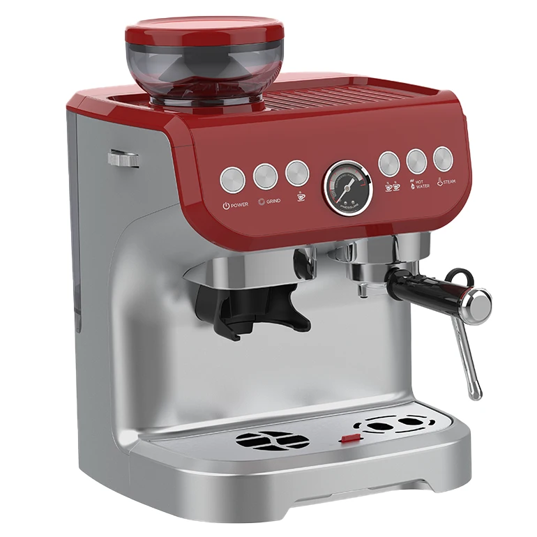 Catering Equipment Coffee Machine 4 in One Espresso Coffee Machine with Milk Frother and Pressure Meter