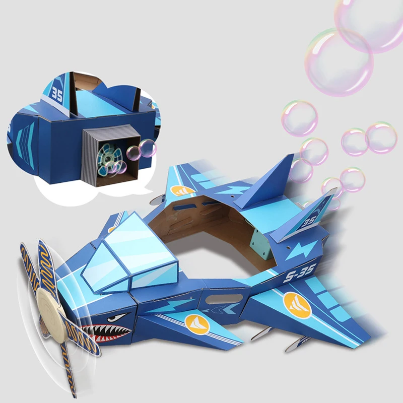 Shark Plane Children Wearable DIY Handmade Carton Toy 3D Paper Puzzle Assembly Wearable Cartoon Model Other Novelty Gag Toys