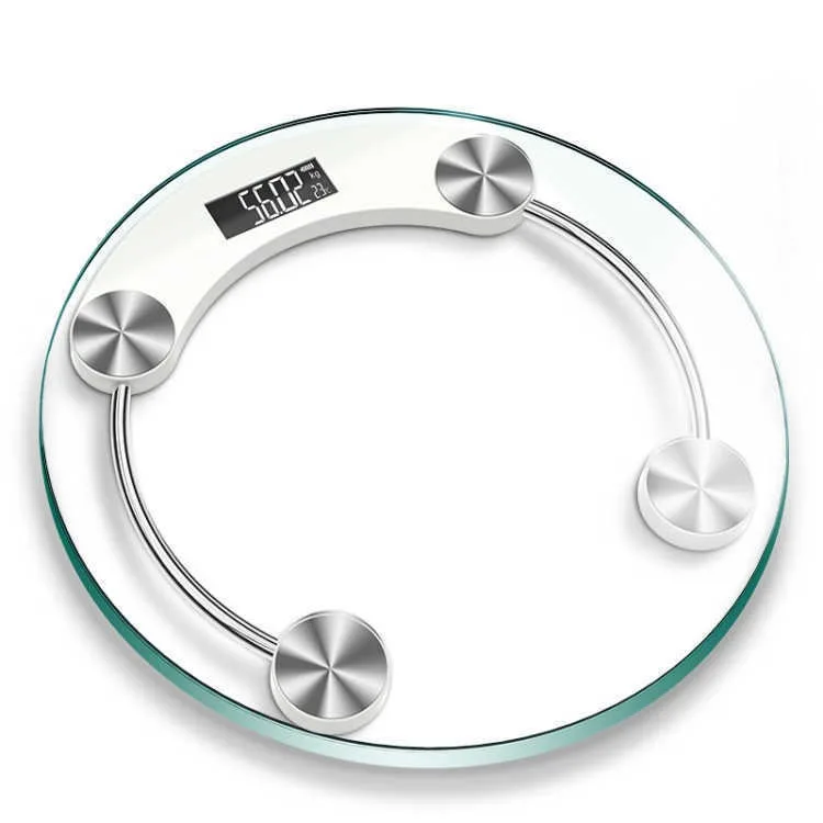 Customized bathroom transparent tempered glass round electronic digital weight body fat scale