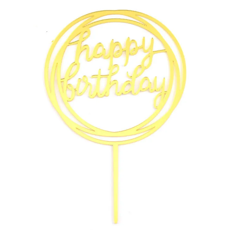 Hot Selling Round Shape Personalized Wedding Happy Birthday Acrylic Cake Topper Baby Shower Cupcake Topper