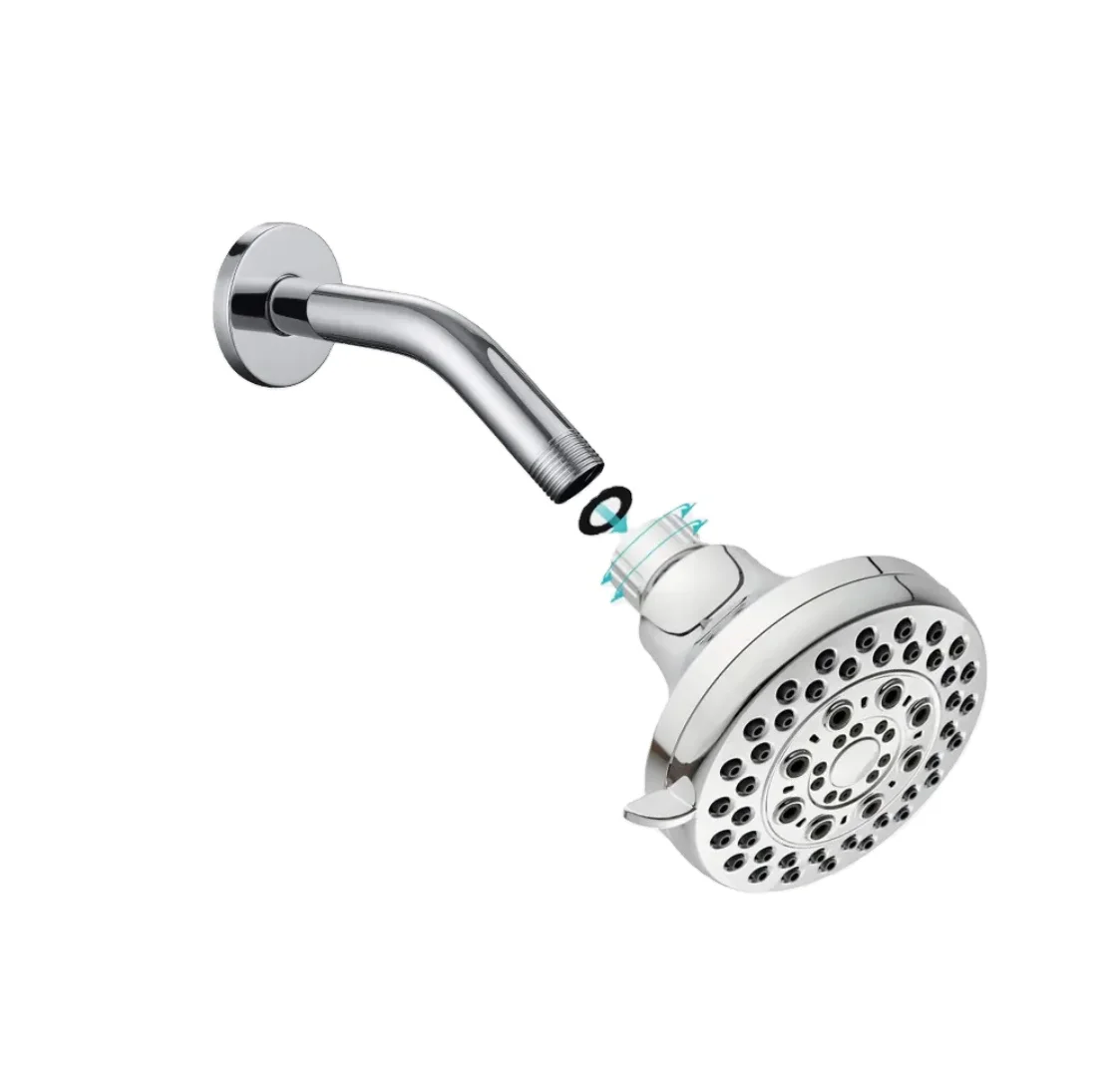 Full Chromed 5 Setting Mini Plastic Head Shower With Arm For US market