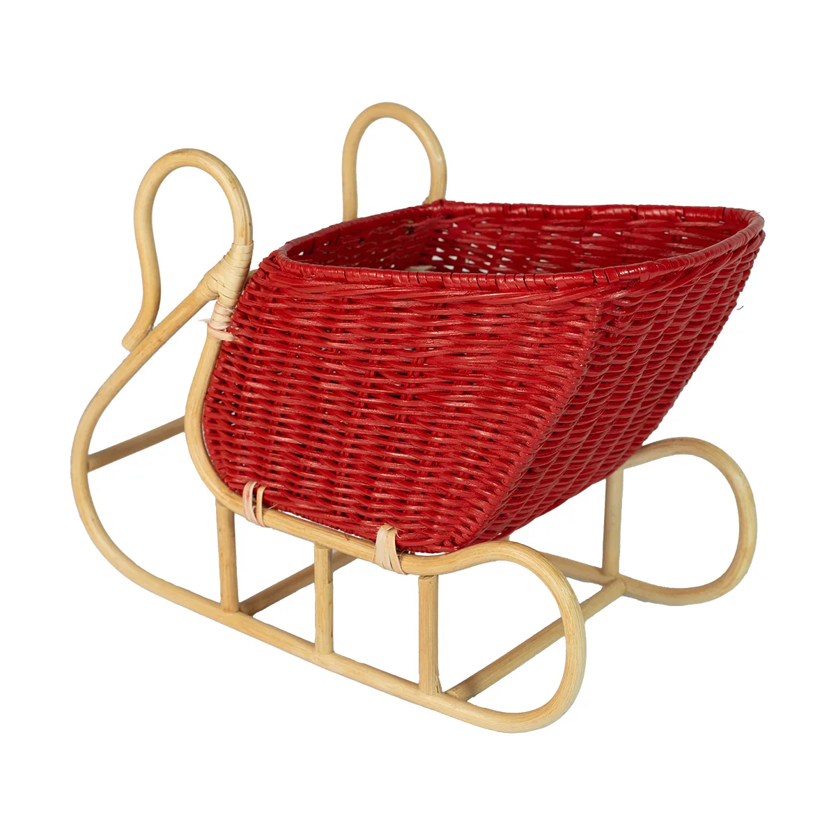 Sale! Wicker Sleigh, Santa Sleigh, Rattan Outdoor Sleigh, Christmas Sled, Winter Holiday Sled Red Color Wholesale