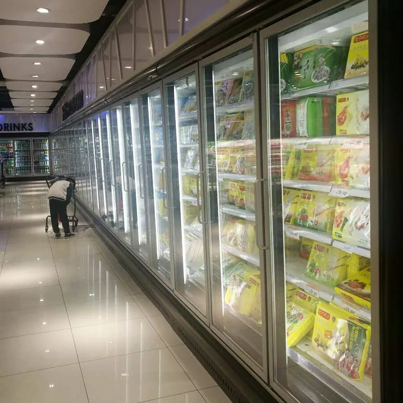 Supermarket Power-Saving 3-Door Sliding Freezer Display Cabinet with Single-Temperature Style Glass Enclosed