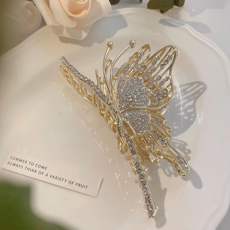 New Popular Style Hair Decoration Metal Butterfly Hair Claw With Rhinestones For Women Beautiful Hair Accessories Girls