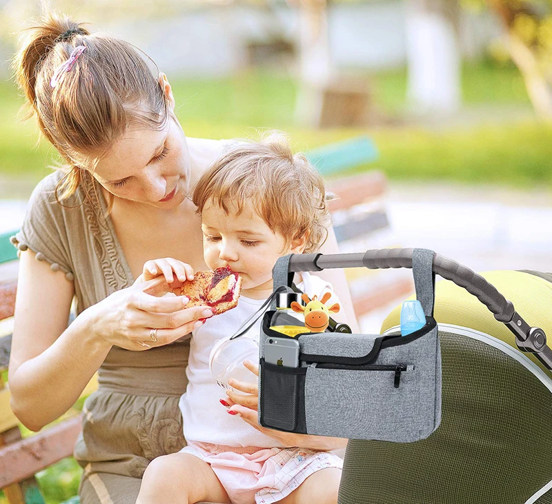 Extra large Lightweight baby bag for stroller Grey baby jogger stroller bag baby stroller storage bag with mesh pocket