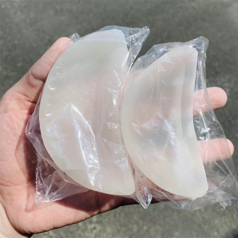 Wholesale in bulk High Quality Natural gemstone Crystal bowls that Polished selenite moon-shaped bowl for Ready to Ship on sale
