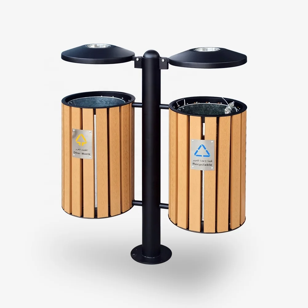 17 галлонов оптовая продажа пластиковый контейнер для отходов наружный пылесборник деревянная мусорная корзина парка