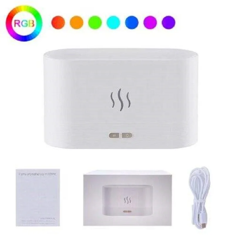 DQ701 3D Flame Humidifier Diffuser 180ML DQ701A Single Color RGB Colors Livingroom Bedroom Home Decor Light Aromatherapy