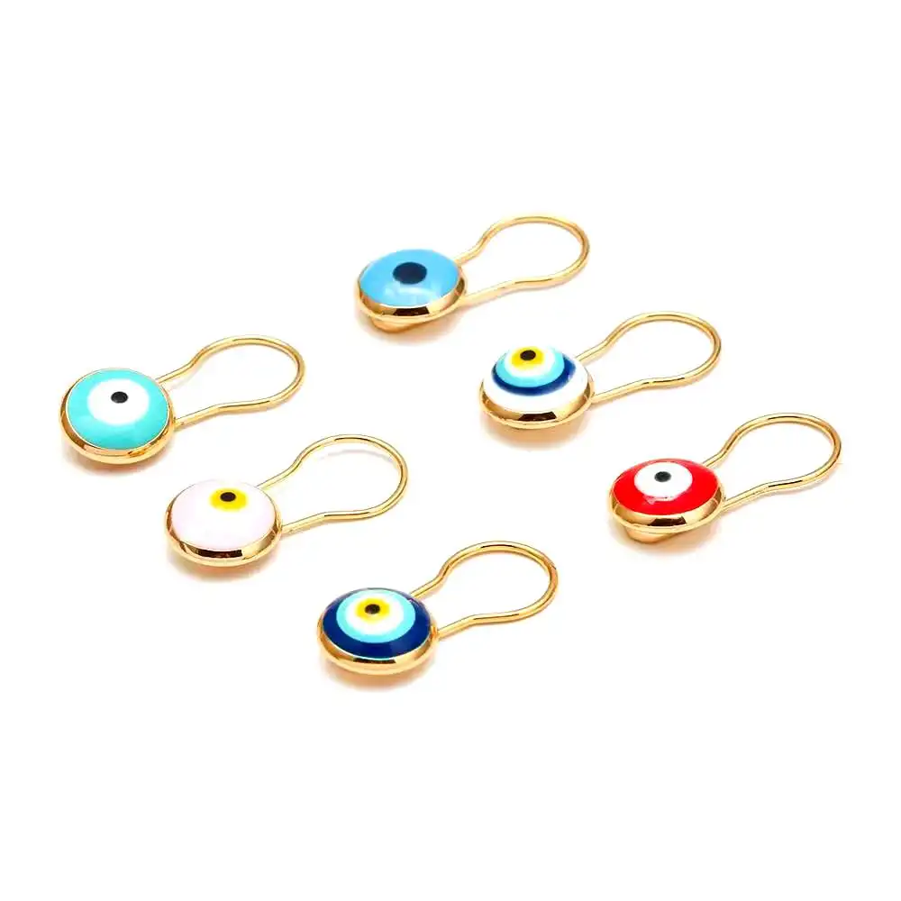 Lucky Eye Blue Turkish Evil Eye Brooch Pin for Women Men Dropping Oil Flower Crown Star Hamsa Hand Charm Fashion Jewelry