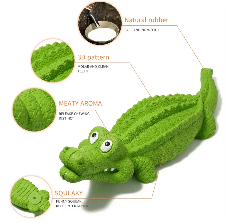 Bite-Resistant Dog Chew Toy Alligator Rubber Molar Tooth Cleaner Dog Tooth Cleaning Interactive Dog Toy