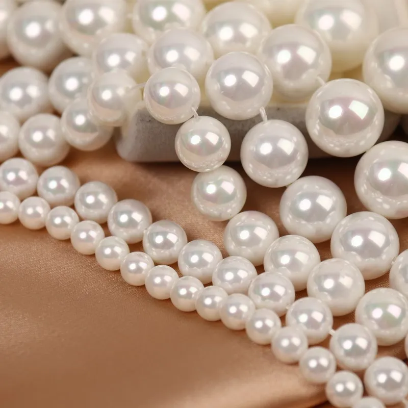 Colorful White Glass Pearl Beads Straight Hole Handmade Diy Jewelry Wholesale 4/5/6/8/10/12/14/16mm Imitation Shell Loose Beads