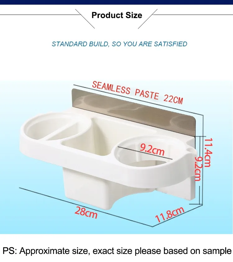 Multi-function Bathroom Hair Dryer Holder Durable Plastic Wall Mounted Storage Hair Care Tools Holder for Blow Dryer