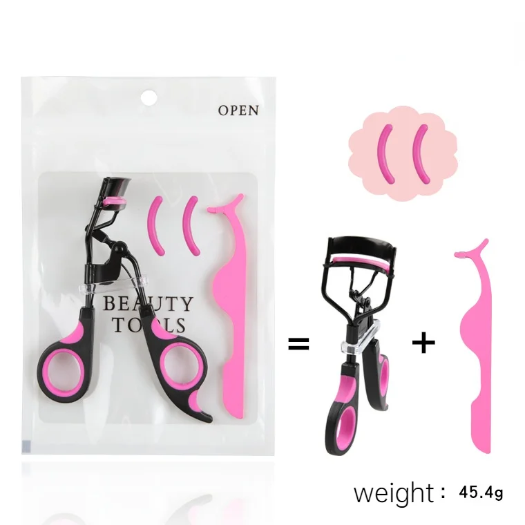 Custom Pink Eyebrow Clip Lash Eyelash Straight Extension Private Label Tweezers Curler Applicator Tools Mini Set