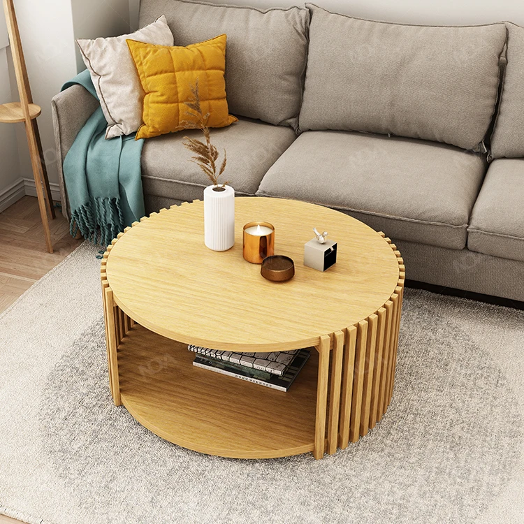 New Luka Series Modern Style Round Solid Wood Coffee Tea Table for Home Living Room Furniture Leisure Central End Shelf