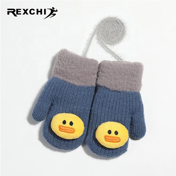 Оригинальные детские зимние перчатки REXCHI DR45 для мальчиков и девочек, маленькие утолщенные теплые вязаные детские перчатки и варежки, оптом