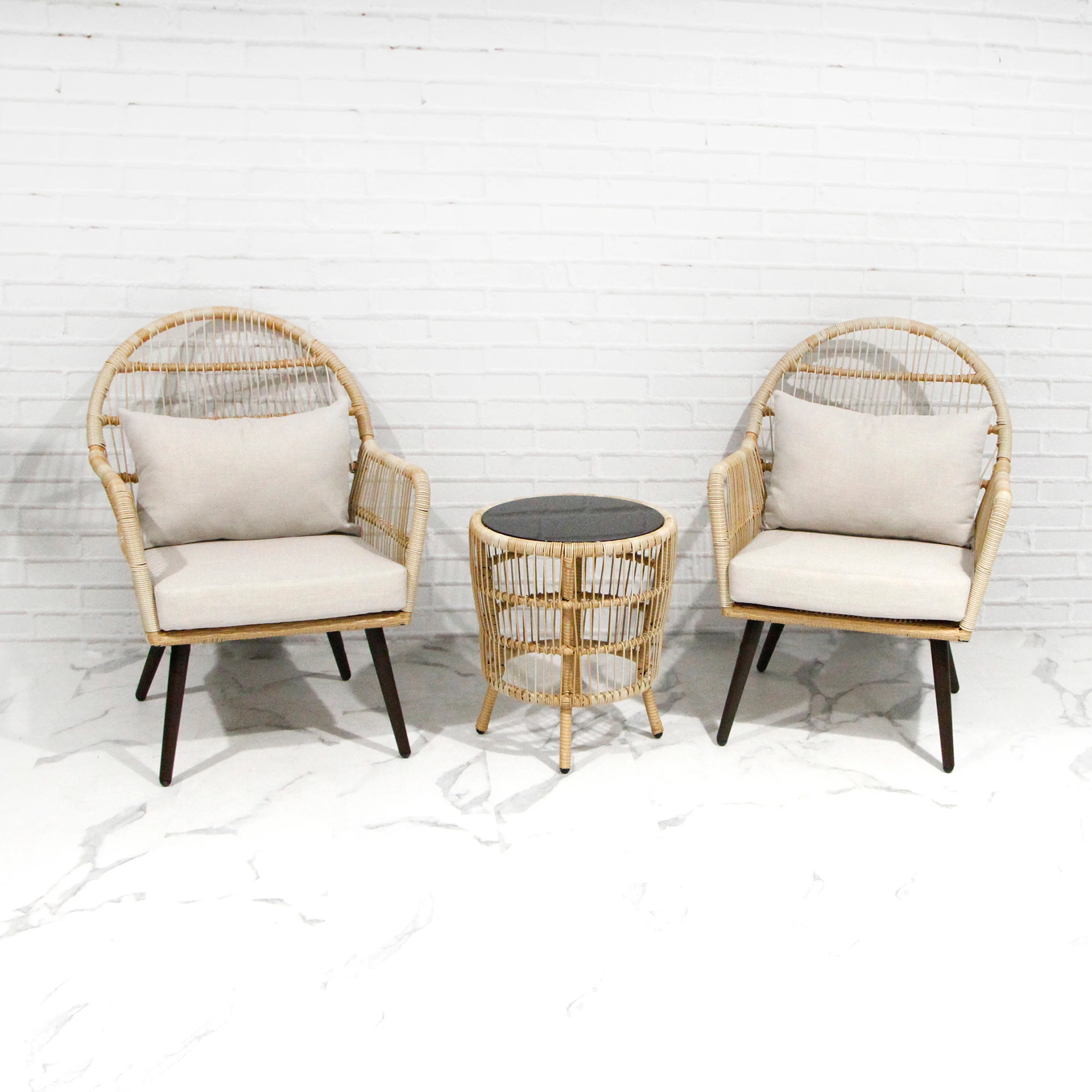 
Outdoor aluminum morden round rattan chair set with table garden chair set latest design chair set 