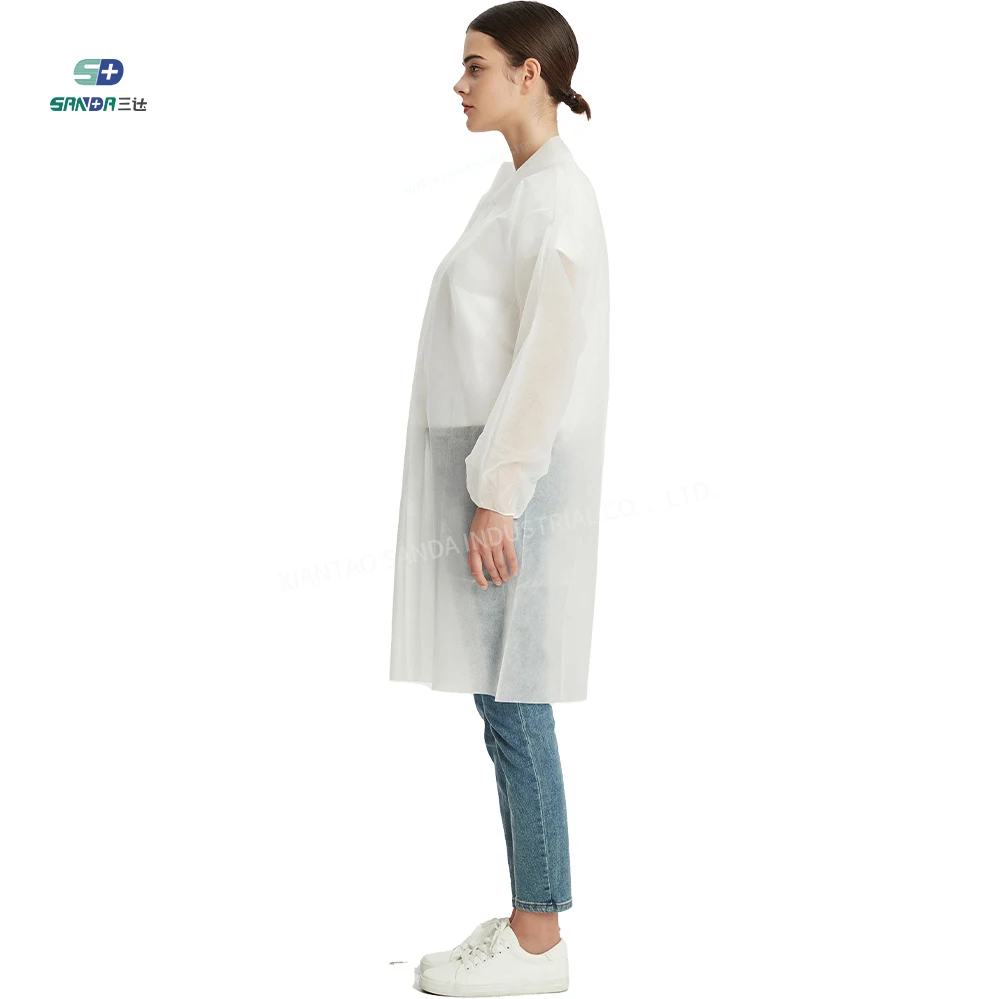 OEM Medical Protective Clothing for Hospital Nurses White Disposable Lab Coat  Doctors Water Resistant with zipper Uniforms