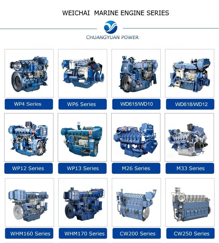Made in China Weichai WP6C220-23 water cooler 6 cylinders 4 stroke inboard marine diesel engine