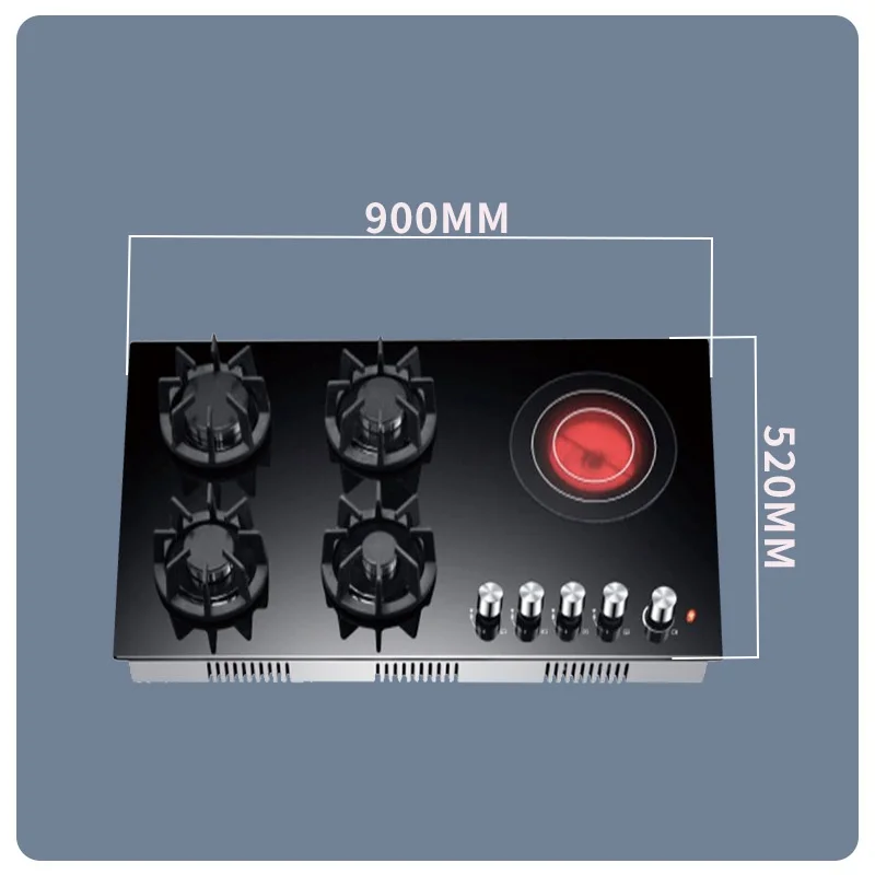 Zhongshan Nuoyi Kitchen appliance 4 gas burner 1 electric hotplate gas cooker stove LPG/NG Convertible gas and electric hob