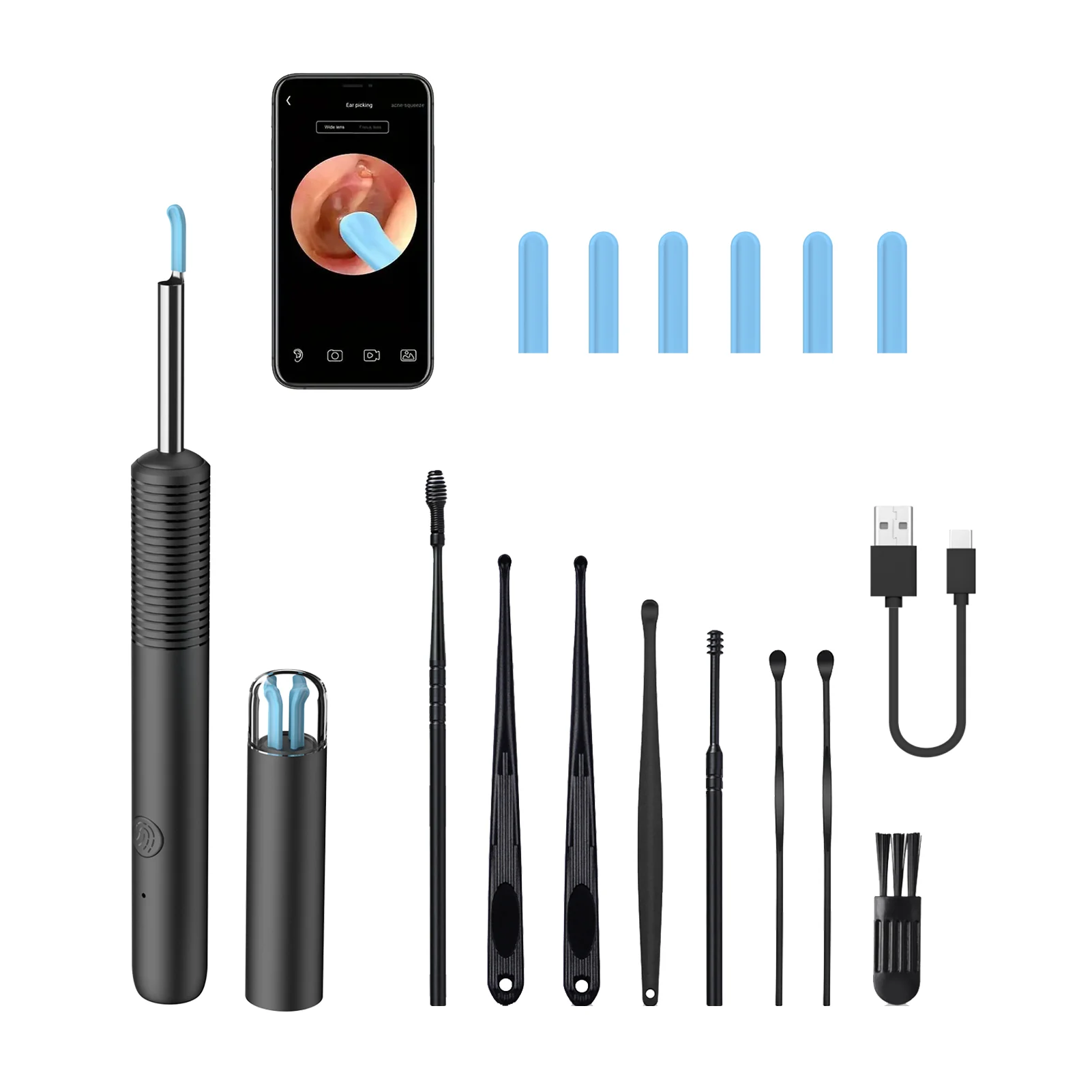 B - Custom mini visual earwax cleaner visual ear spoon 10MP hd camera wifi connection ear cleaning tool