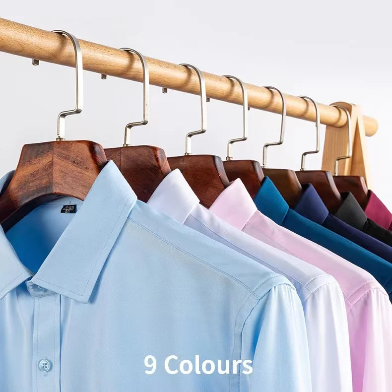 2023 Fashion Men Working Business Formal Shirts Plain White 4 Way Stretch Shirt