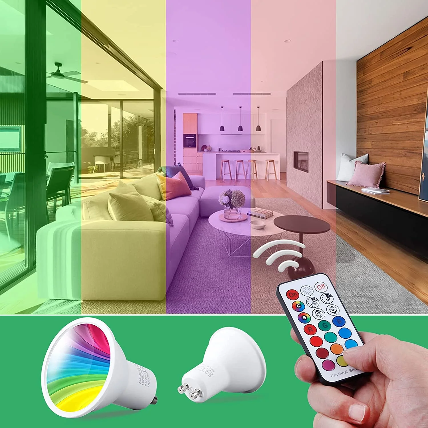 DUSKTEC Most Popular 4PCS 6w Gu10 Led Bulb No Glare Energy Saving AC DC Dimmable CCT Warm White Cool White Smart Rgb Spotlight