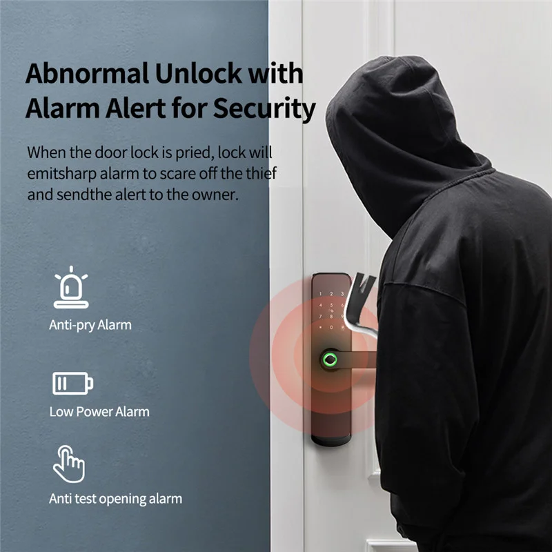 YOUHE A260 Tuya WiFi App Smart Door Lock Biometric lock fingerprint door handle Digital Keyless lock