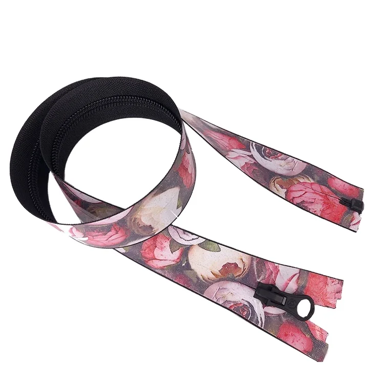 CHENGDA new design waterproof zipper with glitter powder OEM open end for outdoor clothing zipper with cord puller