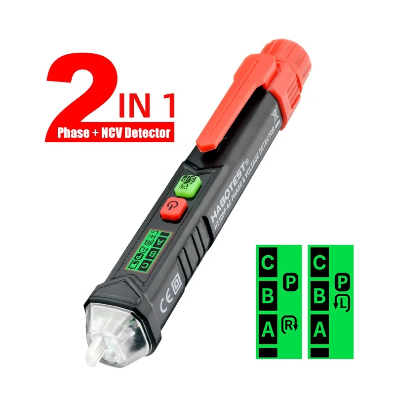Non Contact 3 Phase Rotation Indicator Voltage Detector  HT100P AC Voltmeter Pen Right Left Normal Reverse Rotation Test Pen