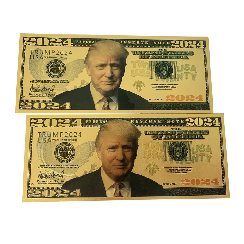 Новинка 2024 г. Лидер продаж 24k Золотая фольга Дональд Трамп США избирательные счета