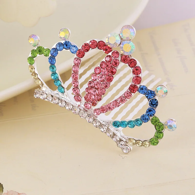 Diamond Girl Small Comb Tiara Headpiece Kids Birthday Party Princess Hair Accessory Fashionable Styling Crown & Headpiece