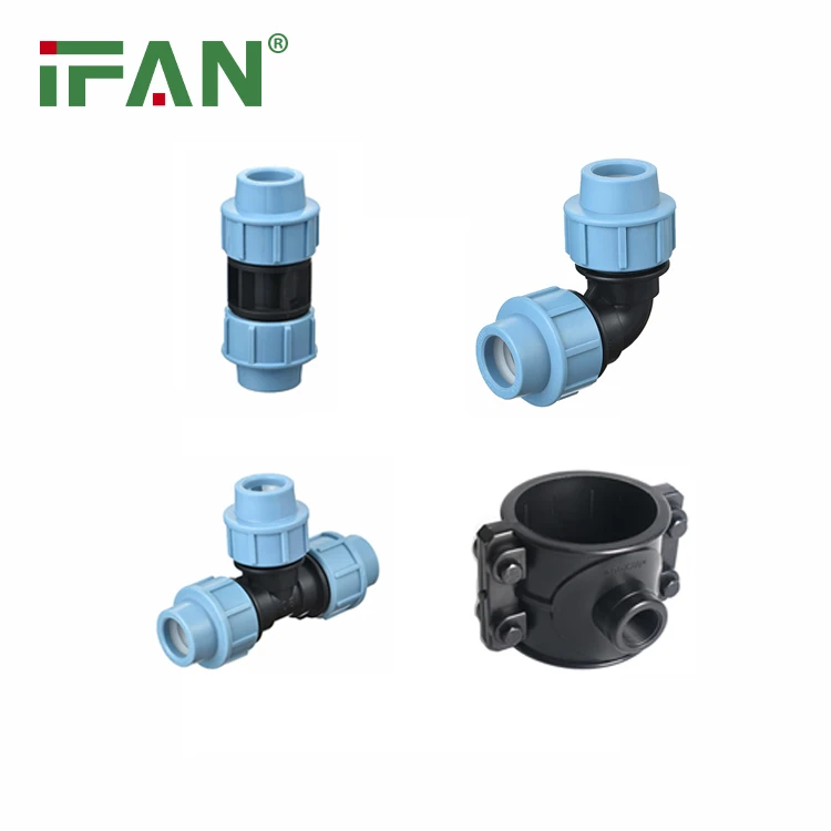 IFAN PP Compression Fittings 40-110 Four Thread HDPE Black Saddle Clamp For Farm Irrigation System Free Sample