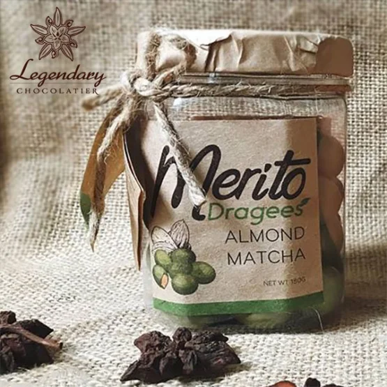 Healthy delicious hot Sale Box Packaging Gift Matcha Chocolate mika covered Almonds for exporting with low MOQ and free samples