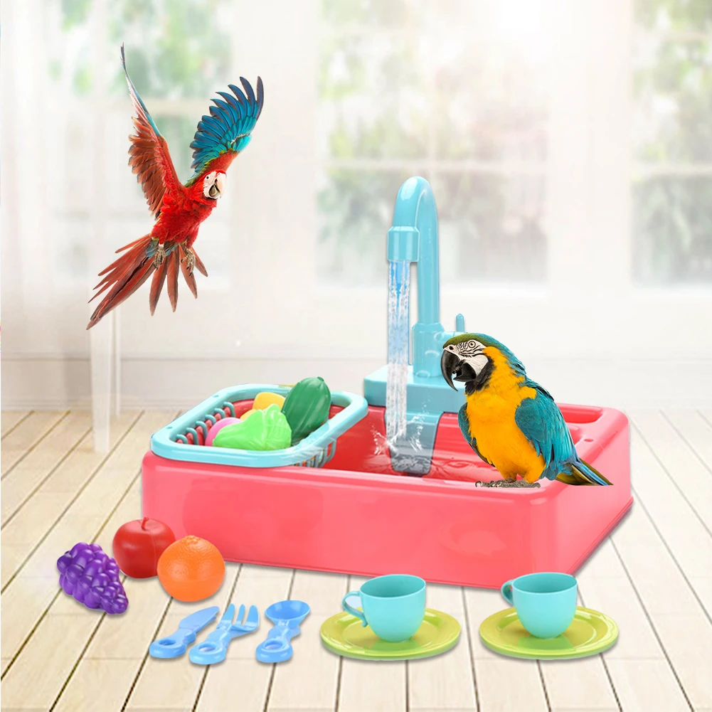 
Parrot automatic bathtub electric swimming pool bird bathtub electric faucet bird cage bathroom toy bird feeder 