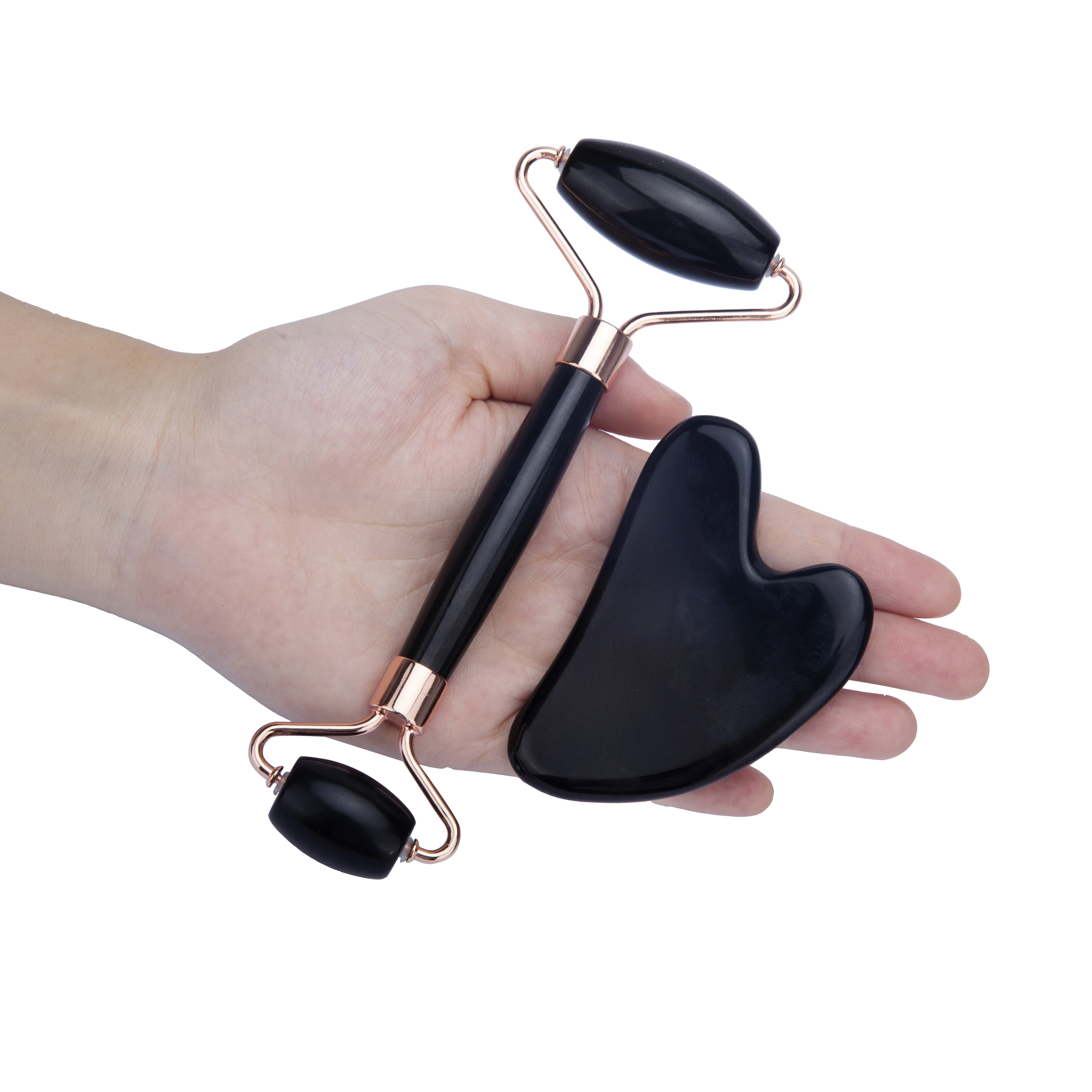 Rosy Finch Amethyst Skin Care Kit Gua Sha Massage Tool Jade Stone Roller Face Crystal Crafts Relaxing Wrinkled Decorative