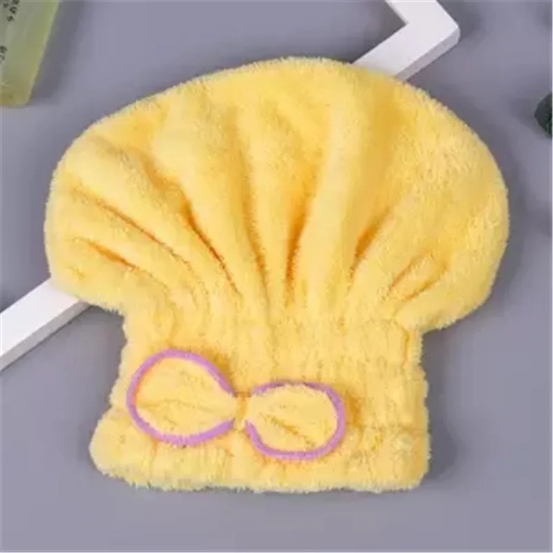 Strong Water Absorption Quick Drying Microfiber Turban Bow Design Thickened Shower Cap for Adults Long Hair Protective Towel Cap