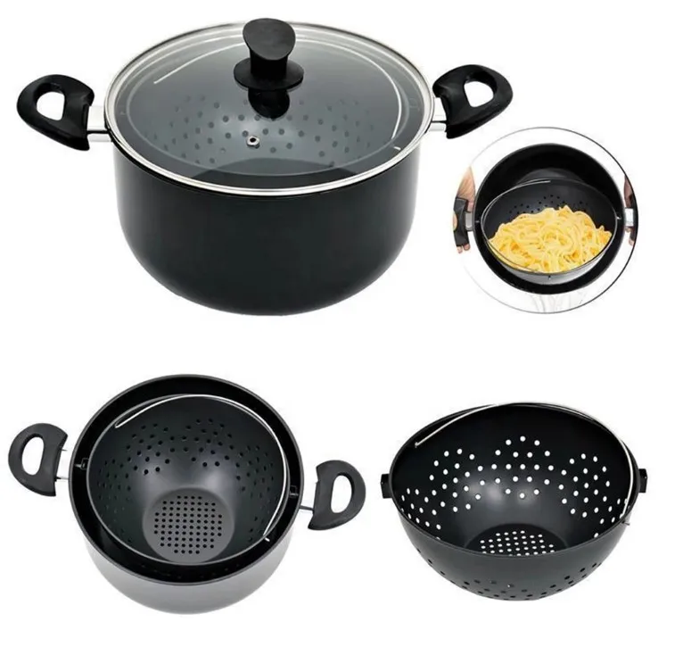 
Cooking Pot Basket Always Stays Upright Multifunction Greatest Cooking Stock Pot with Lid Cooking Pot Strainer 
