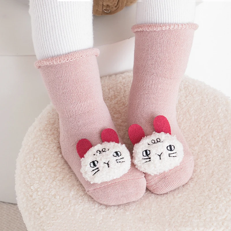 Thick Warm Cotton Baby Winter Socks Cute Animal Toy Bear Rabbit 3D Cartoon Boy Girl Non Slip Toddler Baby Socks