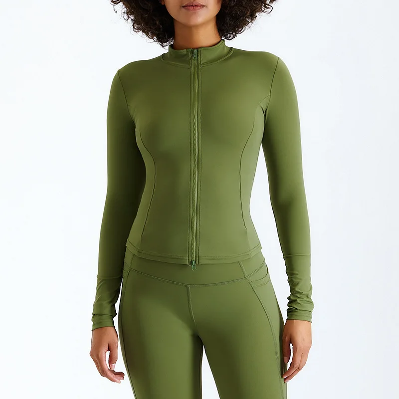 Hot Sale Women Long Sleeve Recycled Nylon Fitness Sports Jackets Yoga Top Coat Athletic Wear