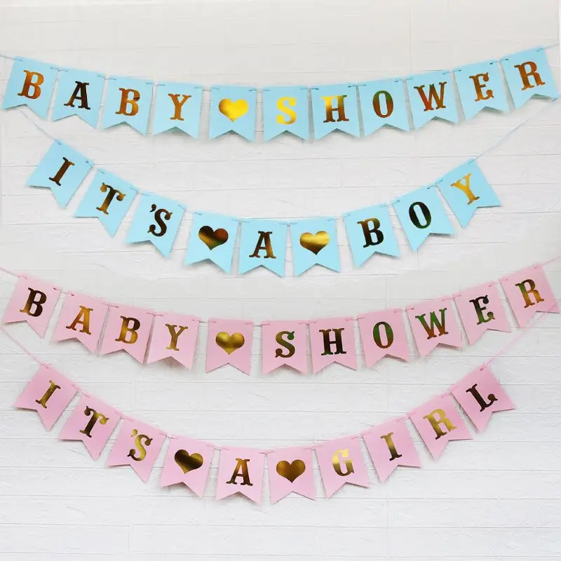 Pink Blue Paper Banner Decorations Its a Girl Boy Baby Shower Gender Reveal Oh Kraft