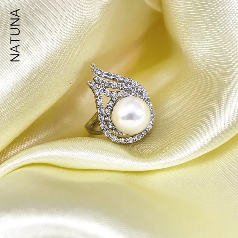 NATUNA high quality s925 sterling silver jewelry making supplies wedding custom rings with pearl