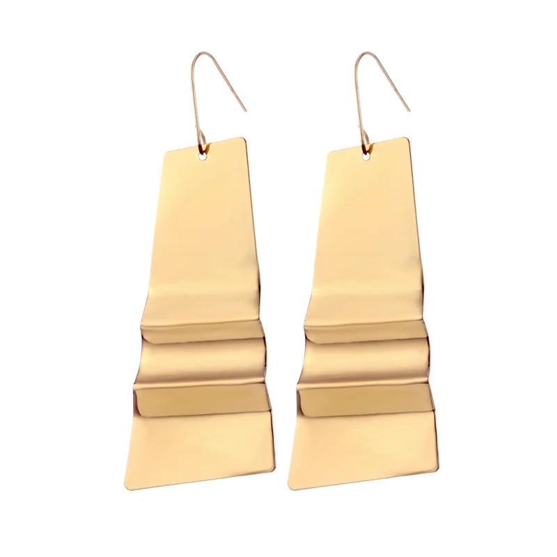 
Fashion Minimalist Italy Style Statement Alloy Crease Long Hanging Hook Earring Wholesale 